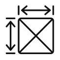 Package dimension icon representing product size, measurements, and shipping dimensions.