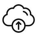 Cloud upload icon representing secure file uploads, cloud storage, and online data backup.