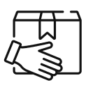 Hand holding a package delivery icon representing secure shipping and courier services.