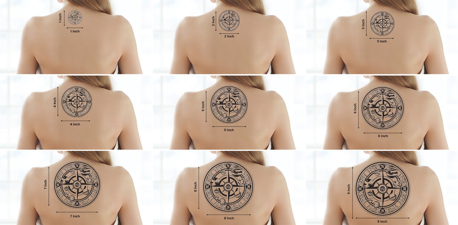tattoo-sizes explain on girl back
